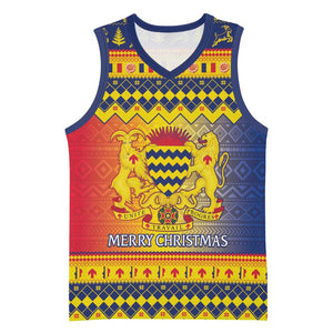 Afro Chad Christmas Basketball Jersey Coat Of Arms With African Pattern - African Pride