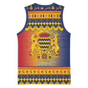 Afro Chad Christmas Basketball Jersey Coat Of Arms With African Pattern - African Pride