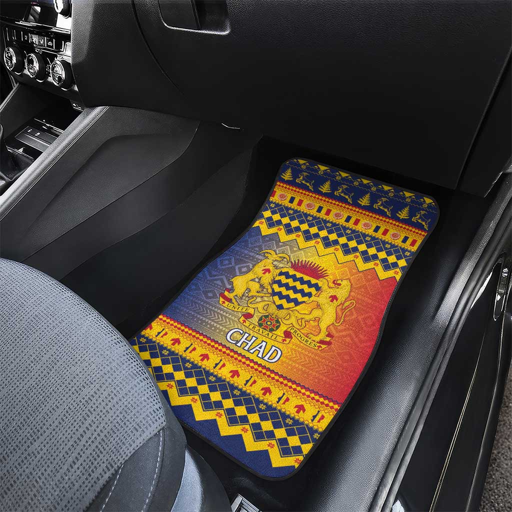 Afro Chad Christmas Car Mats Coat Of Arms With African Pattern
