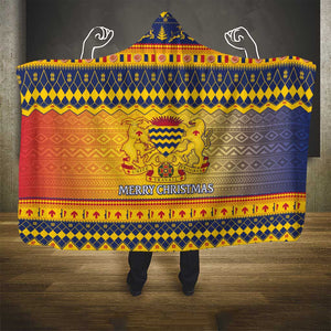 Afro Chad Christmas Hooded Blanket Coat Of Arms With African Pattern