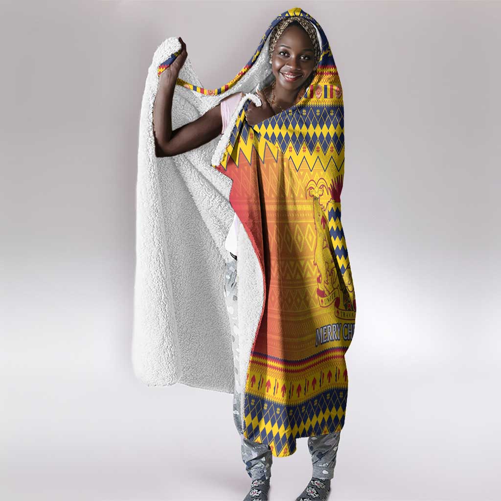 Afro Chad Christmas Hooded Blanket Coat Of Arms With African Pattern