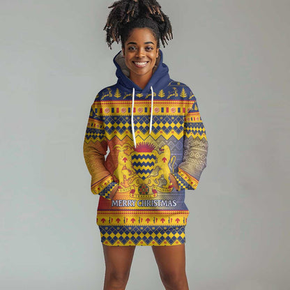 Afro Chad Christmas Hoodie Dress Coat Of Arms With African Pattern