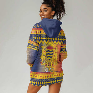 Afro Chad Christmas Hoodie Dress Coat Of Arms With African Pattern
