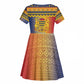 Afro Chad Christmas Kid Short Sleeve Dress Coat Of Arms With African Pattern