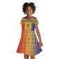 Afro Chad Christmas Kid Short Sleeve Dress Coat Of Arms With African Pattern