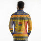 Afro Chad Christmas Long Sleeve Polo Shirt Coat Of Arms With African Pattern