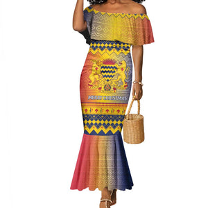Afro Chad Christmas Mermaid Dress Coat Of Arms With African Pattern