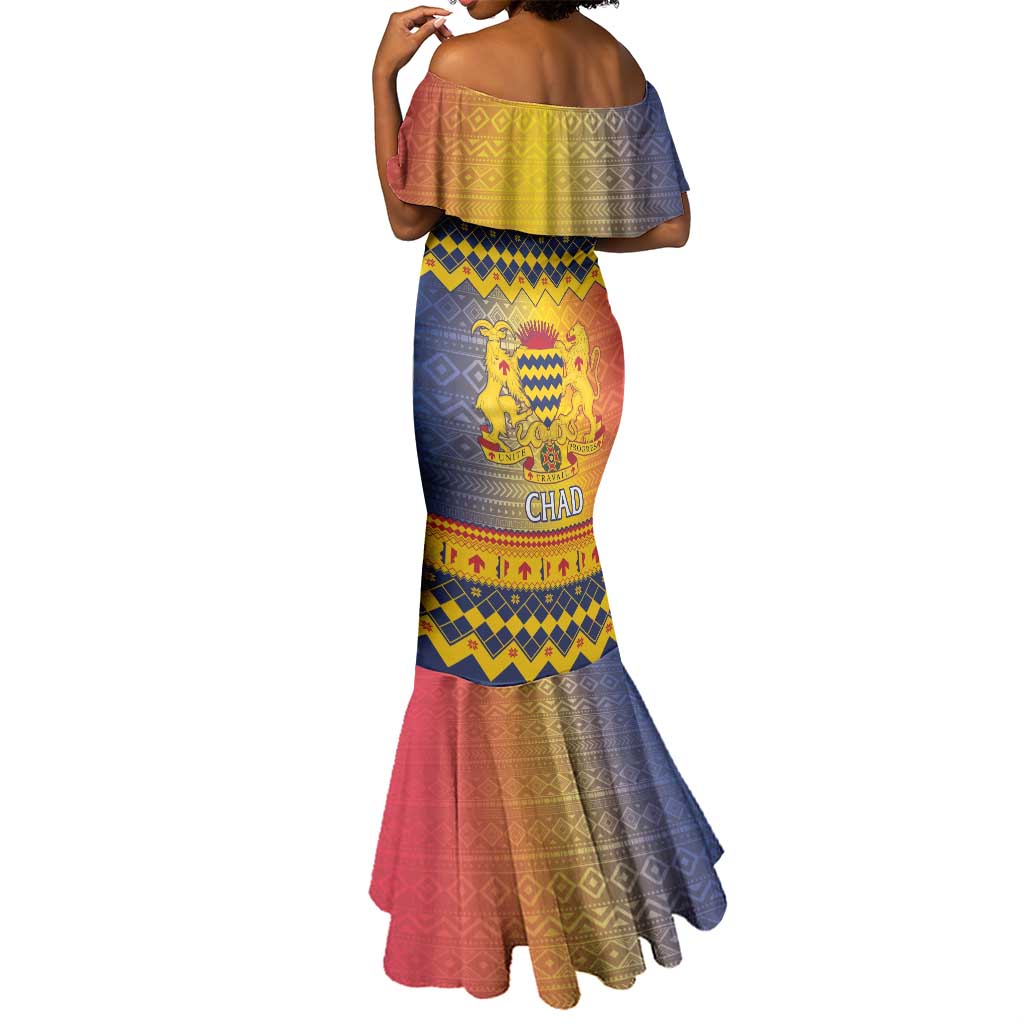 Afro Chad Christmas Mermaid Dress Coat Of Arms With African Pattern