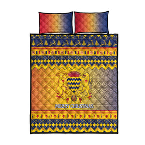 Afro Chad Christmas Quilt Bed Set Coat Of Arms With African Pattern