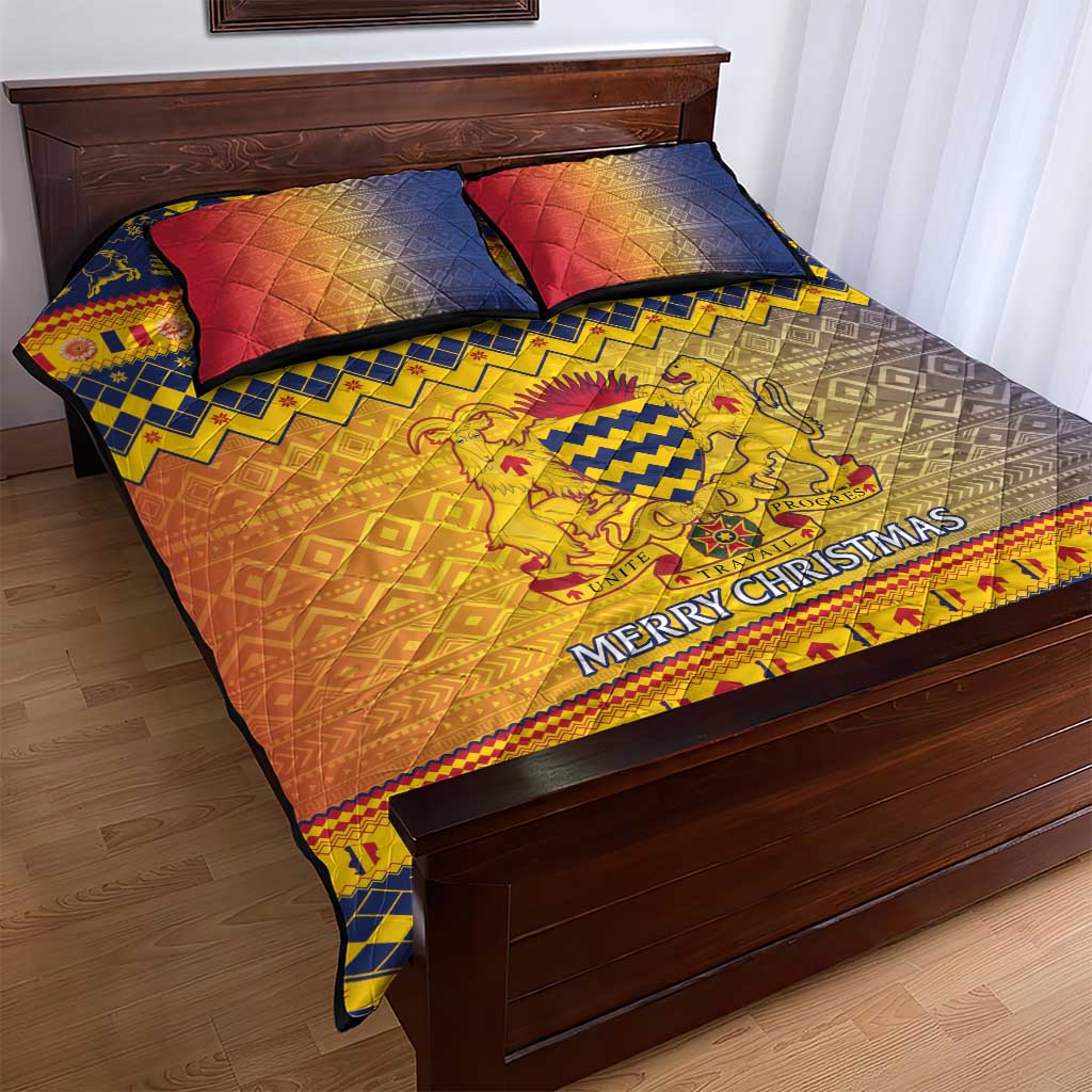 Afro Chad Christmas Quilt Bed Set Coat Of Arms With African Pattern