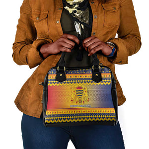 Afro Chad Christmas Shoulder Handbag Coat Of Arms With African Pattern