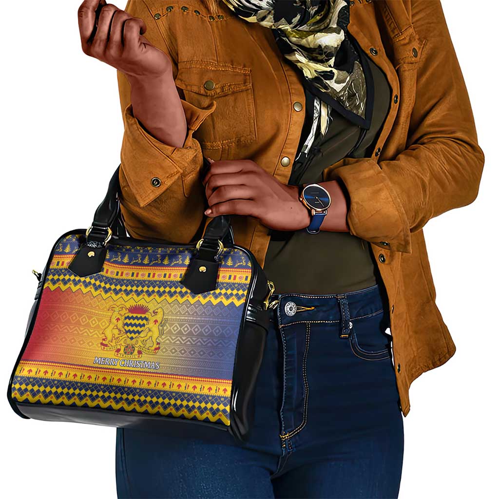 Afro Chad Christmas Shoulder Handbag Coat Of Arms With African Pattern