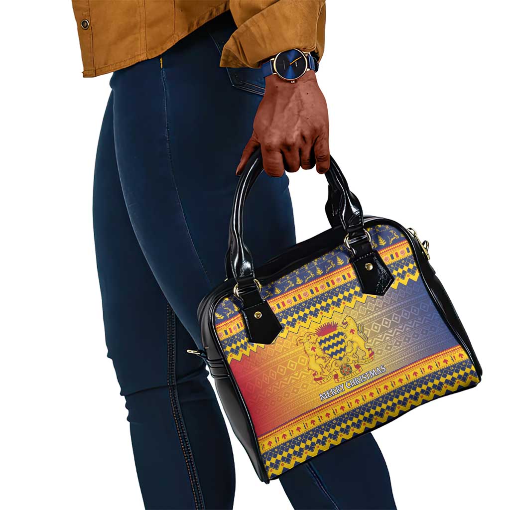 Afro Chad Christmas Shoulder Handbag Coat Of Arms With African Pattern