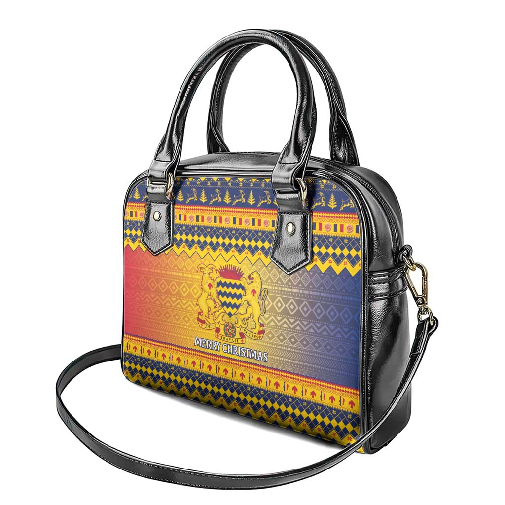 Afro Chad Christmas Shoulder Handbag Coat Of Arms With African Pattern