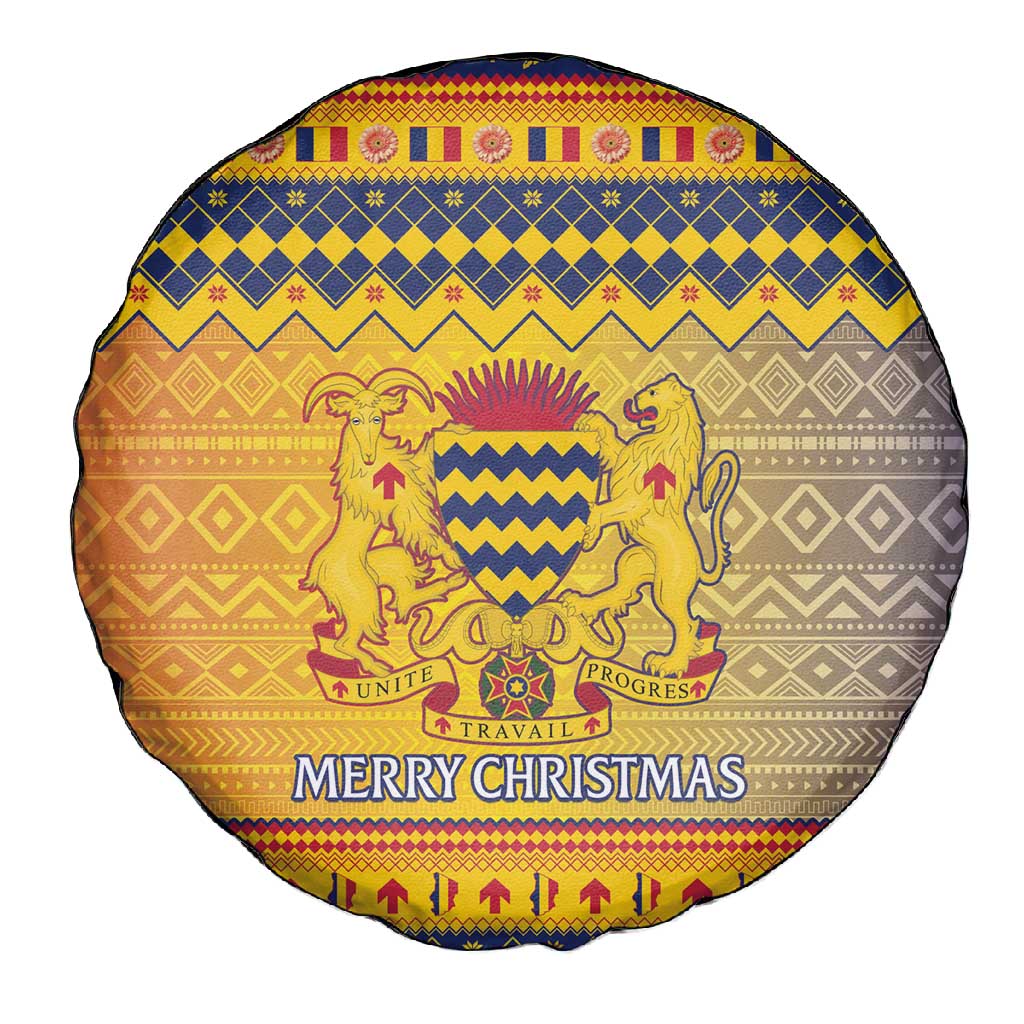 Afro Chad Christmas Spare Tire Cover Coat Of Arms With African Pattern