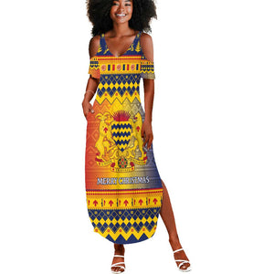 Afro Chad Christmas Summer Maxi Dress Coat Of Arms With African Pattern