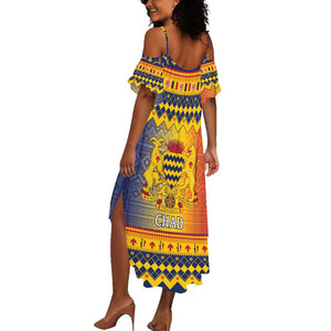 Afro Chad Christmas Summer Maxi Dress Coat Of Arms With African Pattern