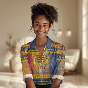 Afro Chad Christmas Women Casual Shirt Coat Of Arms With African Pattern LT15