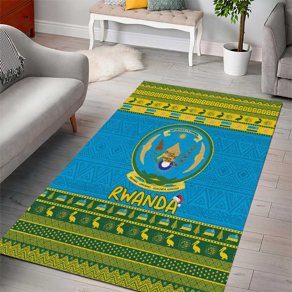 Afro Rwanda Christmas Area Rug Noheli Nziza Coat Of Arms - African Pattern