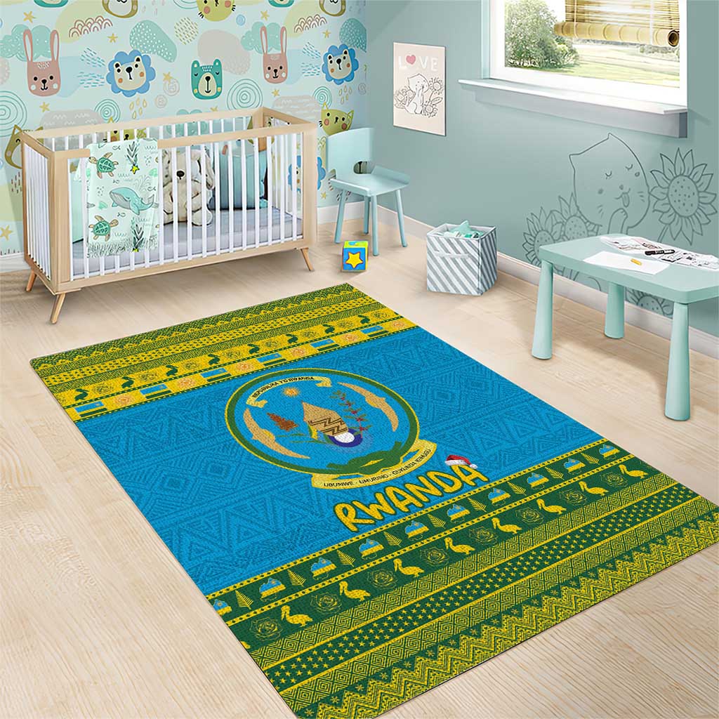 Afro Rwanda Christmas Area Rug Noheli Nziza Coat Of Arms - African Pattern