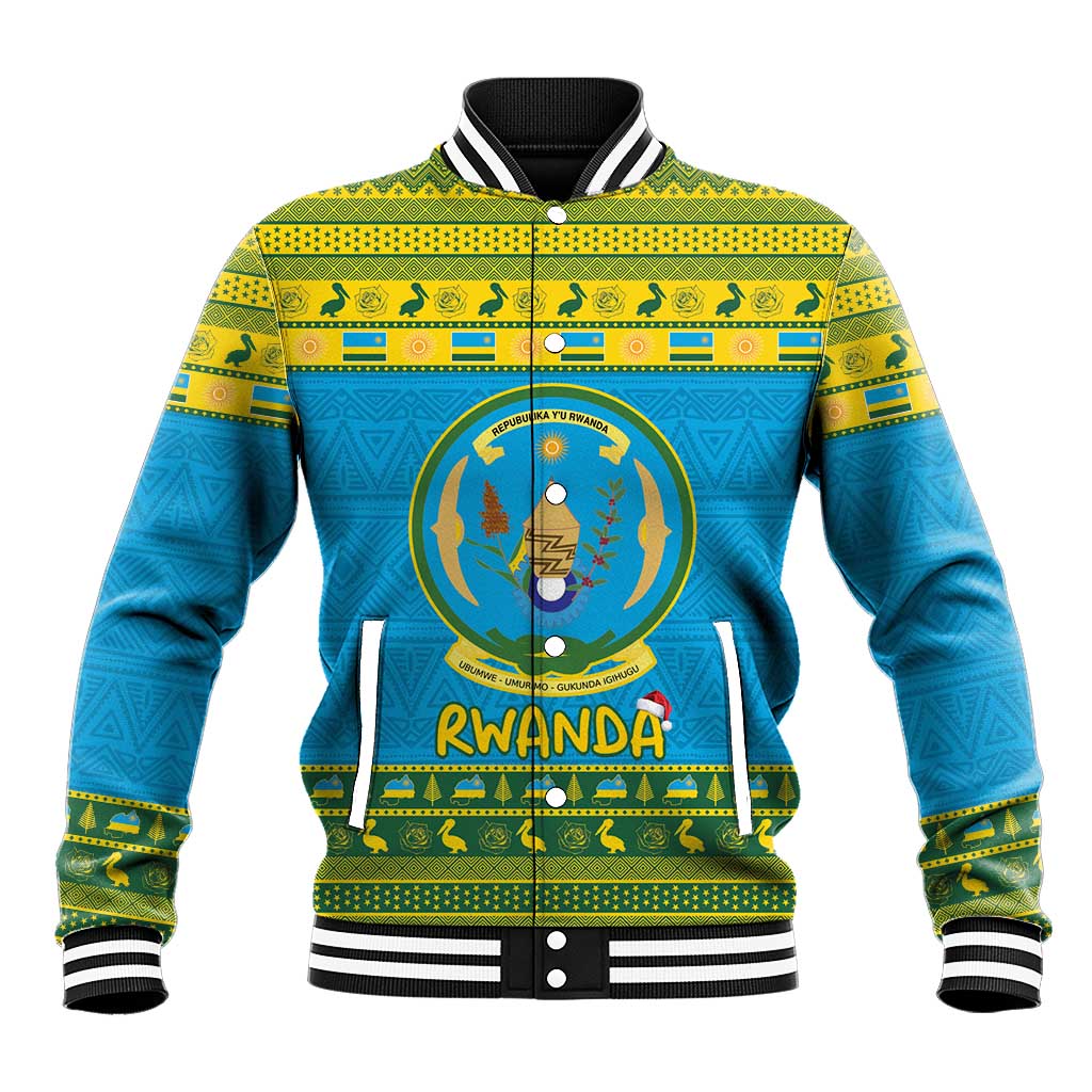Afro Rwanda Christmas Baseball Jacket Noheli Nziza Coat Of Arms - African Pattern