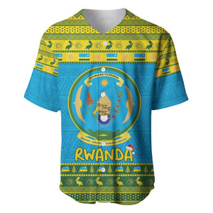 Afro Rwanda Christmas Baseball Jersey Noheli Nziza Coat Of Arms - African Pattern
