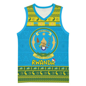 Afro Rwanda Christmas Basketball Jersey Noheli Nziza Coat Of Arms - African Pattern - African Pride