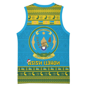 Afro Rwanda Christmas Basketball Jersey Noheli Nziza Coat Of Arms - African Pattern - African Pride