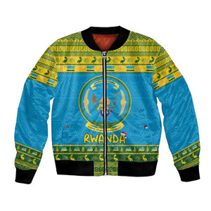 Afro Rwanda Christmas Bomber Jacket Noheli Nziza Coat Of Arms - African Pattern