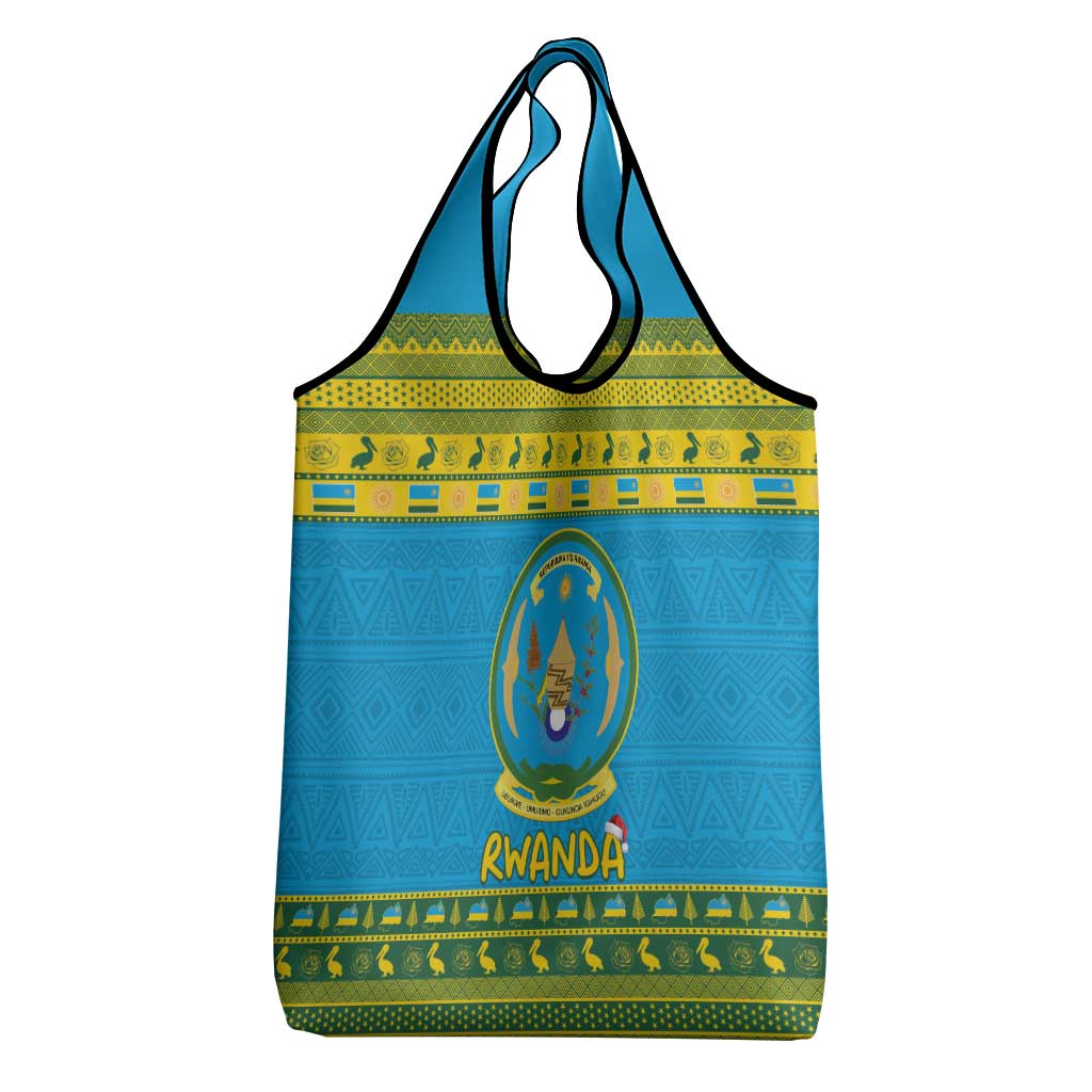 Afro Rwanda Christmas Grocery Bag Noheli Nziza Coat Of Arms - African Pattern