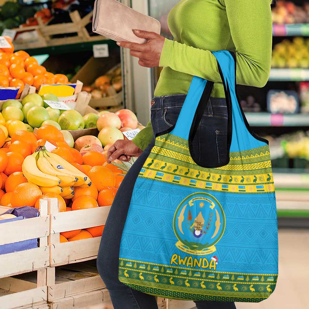 Afro Rwanda Christmas Grocery Bag Noheli Nziza Coat Of Arms - African Pattern