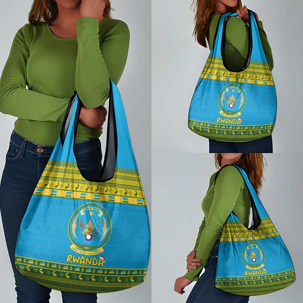 Afro Rwanda Christmas Grocery Bag Noheli Nziza Coat Of Arms - African Pattern