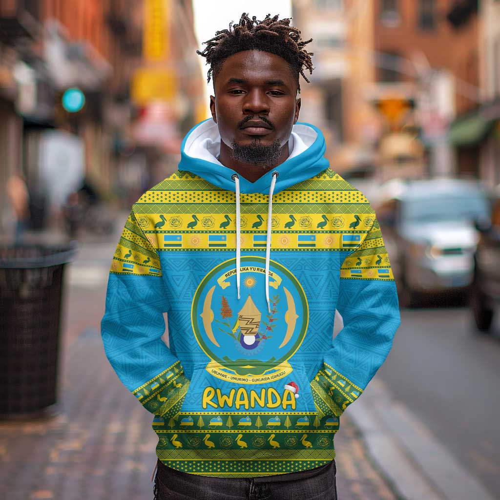 Afro Rwanda Christmas Hoodie Noheli Nziza Coat Of Arms - African Pattern