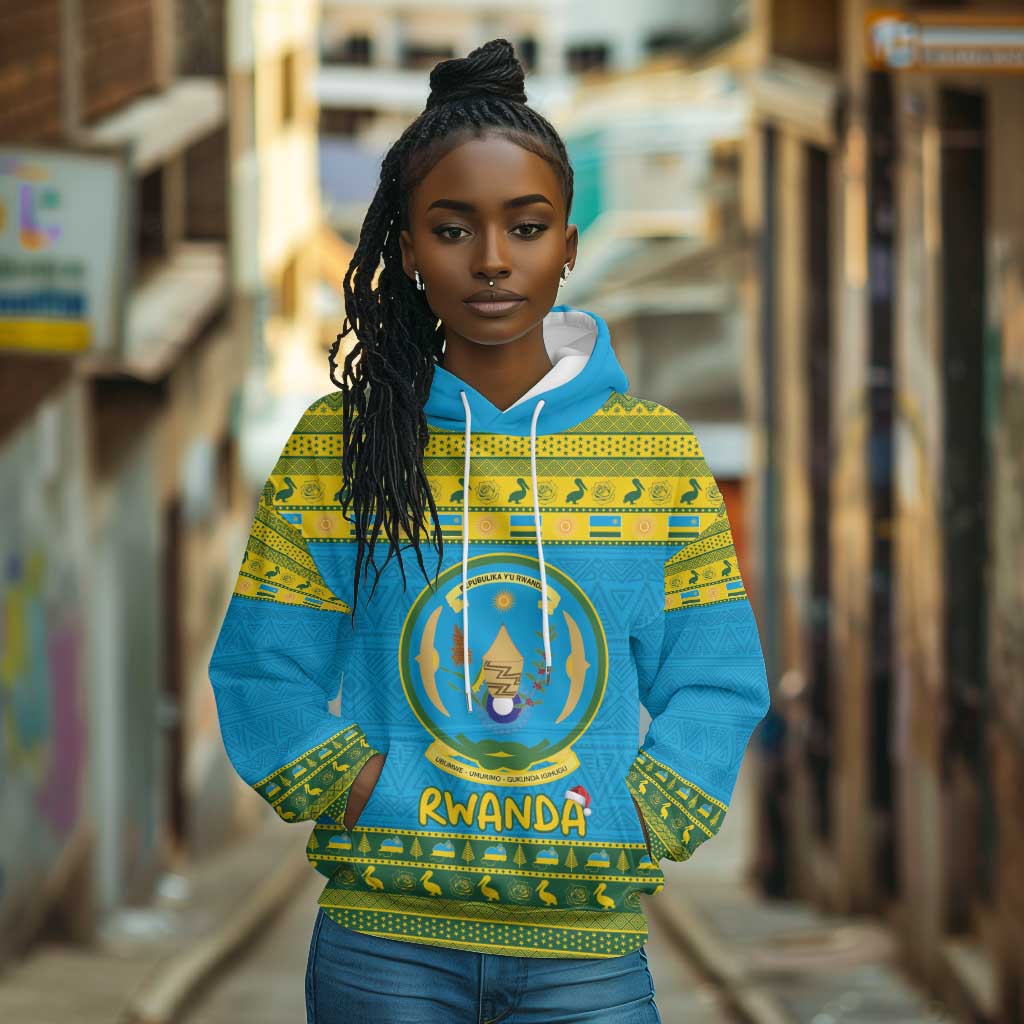 Afro Rwanda Christmas Hoodie Noheli Nziza Coat Of Arms - African Pattern
