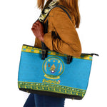 Afro Rwanda Christmas Leather Tote Bag Noheli Nziza Coat Of Arms - African Pattern
