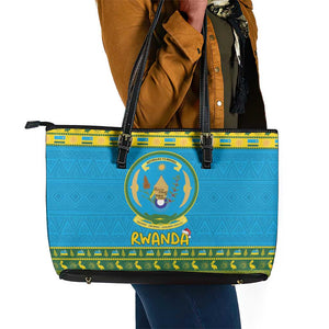 Afro Rwanda Christmas Leather Tote Bag Noheli Nziza Coat Of Arms - African Pattern