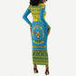 Afro Rwanda Christmas Long Sleeve Bodycon Dress Noheli Nziza Coat Of Arms - African Pattern LT15