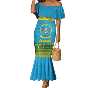 Afro Rwanda Christmas Mermaid Dress Noheli Nziza Coat Of Arms - African Pattern
