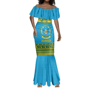 Afro Rwanda Christmas Mermaid Dress Noheli Nziza Coat Of Arms - African Pattern