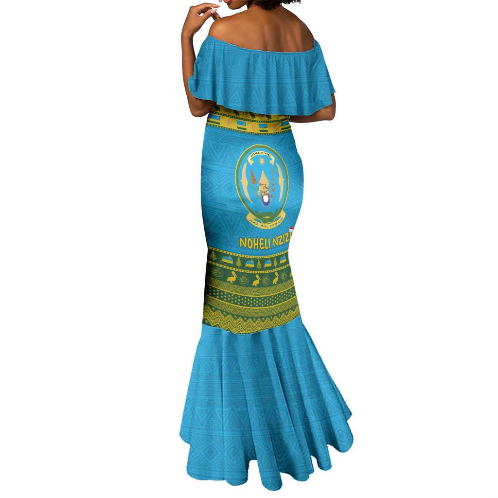 Afro Rwanda Christmas Mermaid Dress Noheli Nziza Coat Of Arms - African Pattern