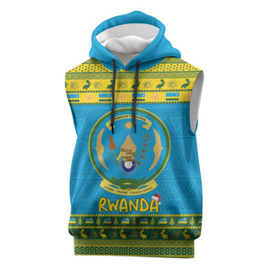 Afro Rwanda Christmas Sleeveless Hoodie Noheli Nziza Coat Of Arms - African Pattern - African Pride