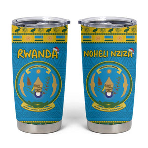 Afro Rwanda Christmas Tumbler Cup Noheli Nziza Coat Of Arms - African Pattern