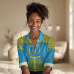 Afro Rwanda Christmas Women Casual Shirt Noheli Nziza Coat Of Arms - African Pattern LT15