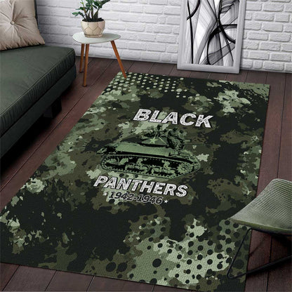761st Tank Battalion Black Panthers Area Rug WWII Military Camouflage - African Pride