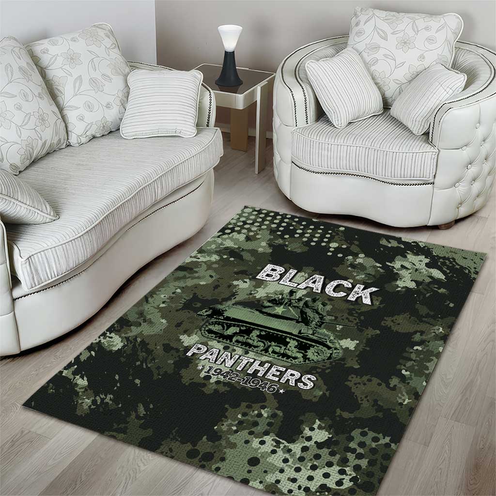 761st Tank Battalion Black Panthers Area Rug WWII Military Camouflage - African Pride