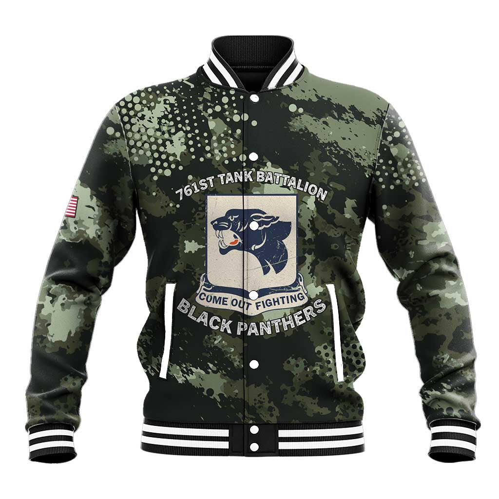 761st Tank Battalion Black Panthers Baseball Jacket WWII Military Camouflage - African Pride