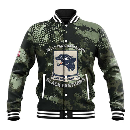 761st Tank Battalion Black Panthers Baseball Jacket WWII Military Camouflage - African Pride
