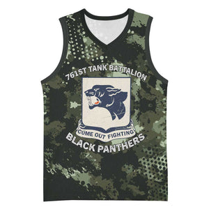 761st Tank Battalion Black Panthers Basketball Jersey WWII Military Camouflage - African Pride
