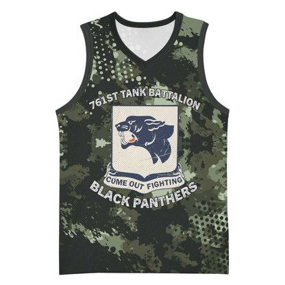 761st Tank Battalion Black Panthers Basketball Jersey WWII Military Camouflage - African Pride