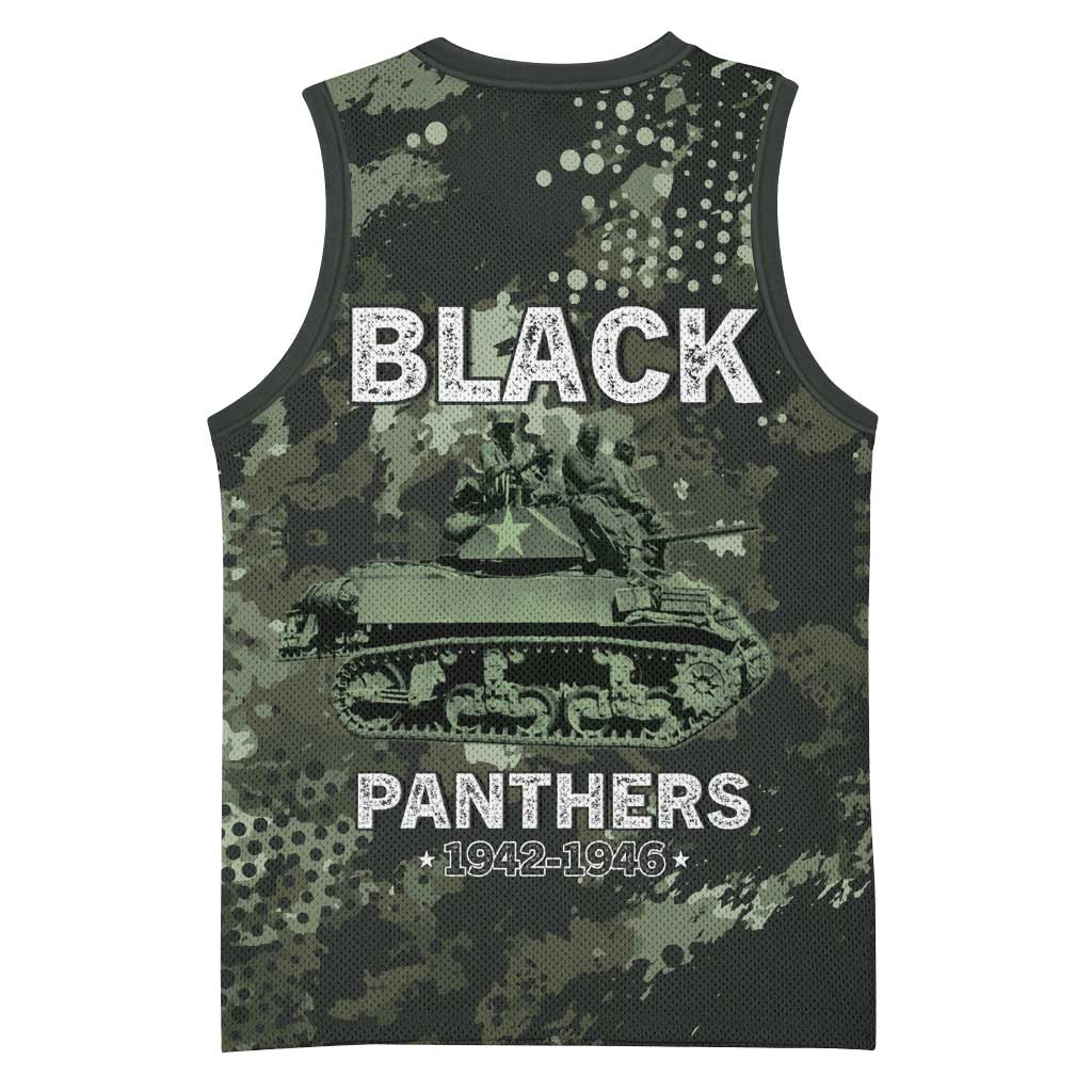 761st Tank Battalion Black Panthers Basketball Jersey WWII Military Camouflage - African Pride